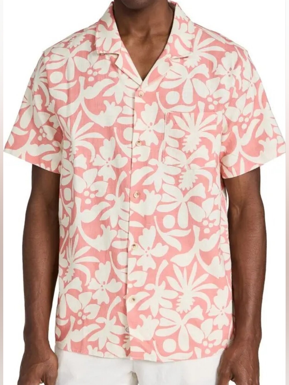 Marine Layer Stretch Selvage Resort Shirt XL Pink Tropical Floral